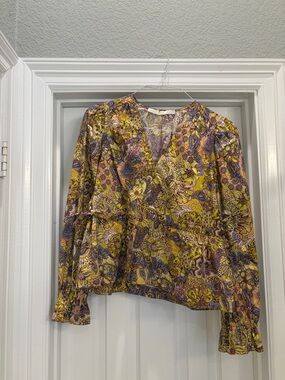 Marie Oliver Yellow Multi Paisley Peplum Blouse